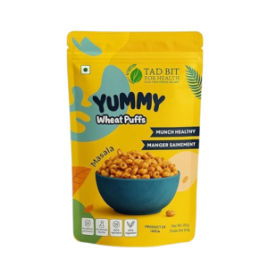 Yummy Wheat Puffs – Masala Roasted Snack | Low Calorie, Guilt-Free | 100% Vegetarian | Vegan Friendly